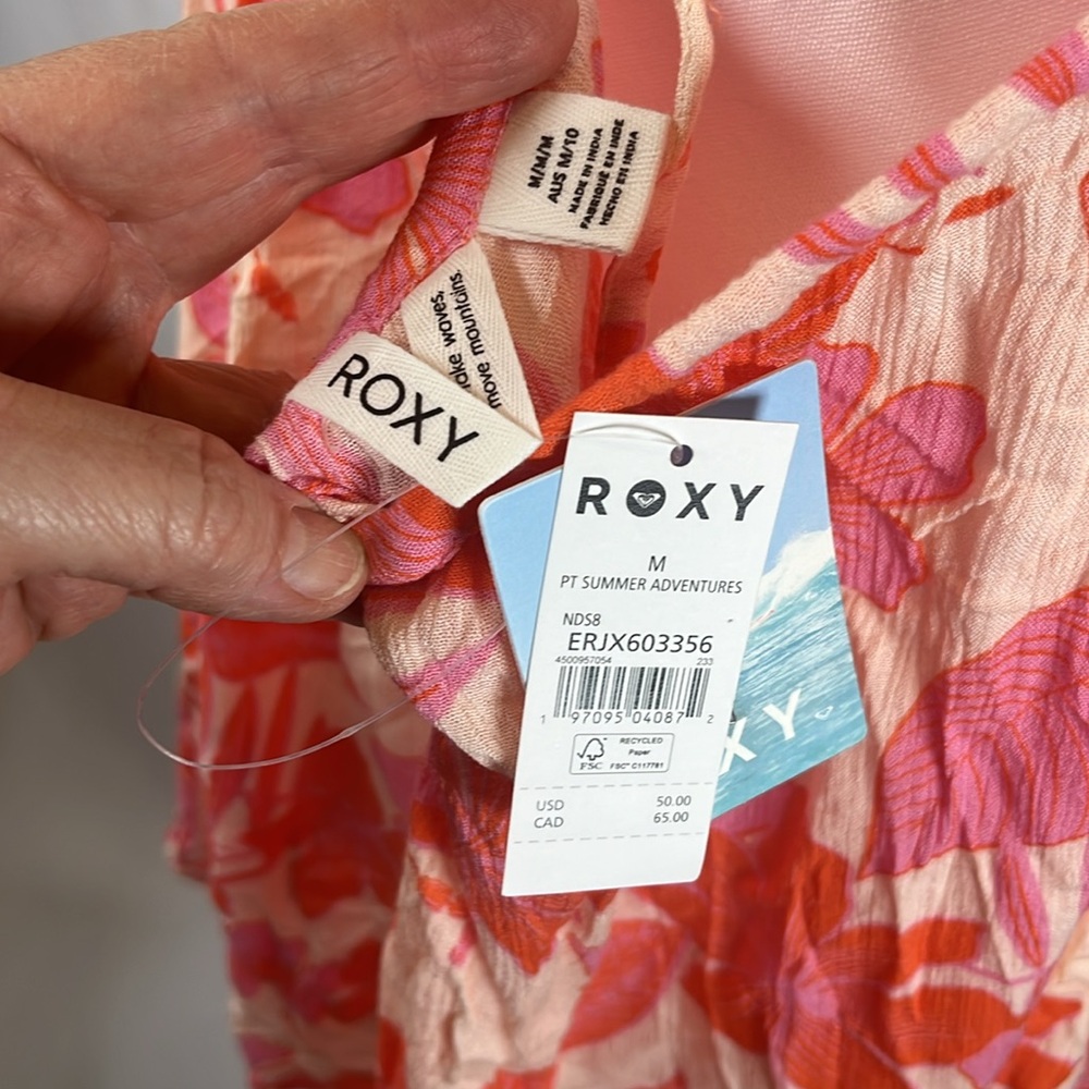 Roxy Summer Adventures Coverup Dress Women's Size M Floral Swimsuit Coverup NWT - Picture 8 of 8